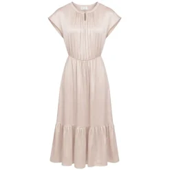 SAND Kjoler*3176 Matt Prosie Midi Kjole Beige
