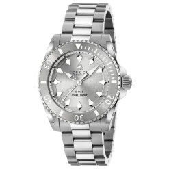 Gucci Ure*40 mm stålkasse, hvid urskive, bezel, stålarmbånd, skruekrone og kassebag Grå