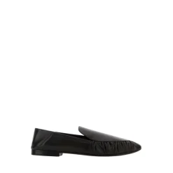 Saint Laurent Loafers*Alain Ruched Læder Loafers med Spids Tå Sort