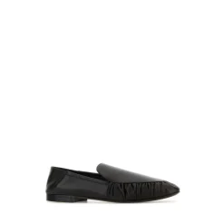 Saint Laurent Loafers*Alain Ruched Læder Loafers med Spids Tå Sort