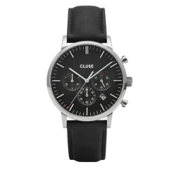 CLUSE Ure*Analogt læderremsur Sort