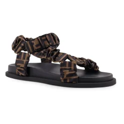Fendi Sandaler*Anatomiske Velcrosandaler med Metalhager Brun