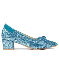Angulus Pumps|Stiletter*- Pump Med Sløjfe, 1550 - Aqua Glitter / Aqua Blå