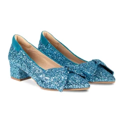 Angulus Pumps|Stiletter*- Pump Med Sløjfe, 1550 - Aqua Glitter / Aqua Blå