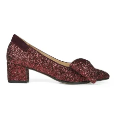 Angulus Pumps|Stiletter*- Pump Med Sløjfe, 1550 - Bordeaux Glitter / Amarone Brun