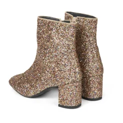 Angulus Støvler*- Støvlet På Blokhæl Med Lynlås, 7780 - Multi Glitter / Sand Brun