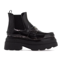 Alexander Wang Chelsea Boots*Ankelstøvler i blank læder med platform Sort