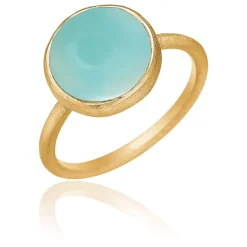 Frk. Lisberg Smykker*Aqua Chalcedon Sterlingsølv Ring Gul