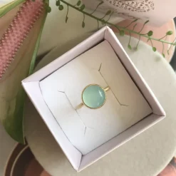 Frk. Lisberg Smykker*Aqua Chalcedon Sterlingsølv Ring Gul