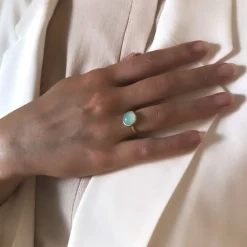 Frk. Lisberg Smykker*Aqua Chalcedon Sterlingsølv Ring Gul
