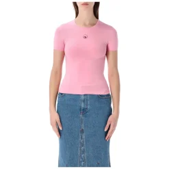 Marine Serre T-Shirts*Baby Tee Moon Pearl Pink