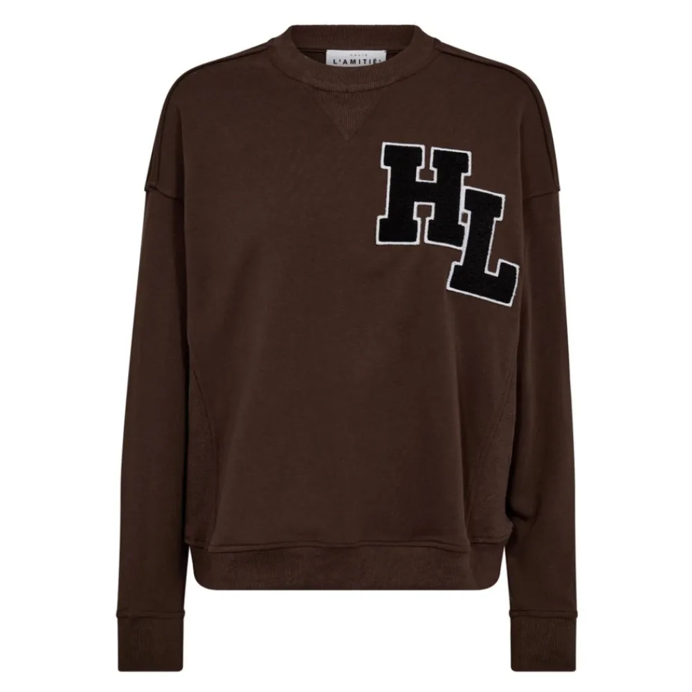 Haute L'Amitié Sweatshirts*Badge Sweat Mocca - HL10234 Brun