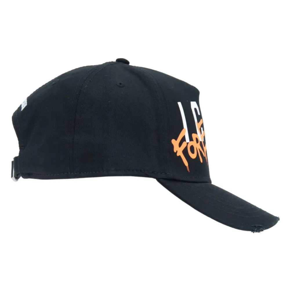 Dsquared2 Huer & Kasketter*Baseball Cap med Spænde og Kontrastprint Sort