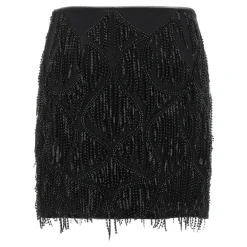 ROTATE Birger Christensen Nederdele*Beaded Fringed Skirt Sort
