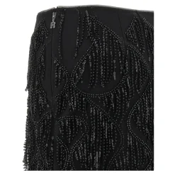 ROTATE Birger Christensen Nederdele*Beaded Fringed Skirt Sort