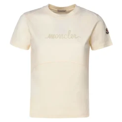 Moncler T-Shirts*Beaded Logo Cotton T-Shirt Hvid