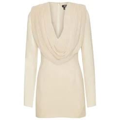 ROTATE Birger Christensen Kjoler*Figursyet Kjole med Draperet Detalje Beige