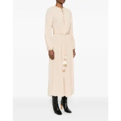 Forte Forte Kjoler*Kjole med Snørelukning og Kvastdetalje Beige