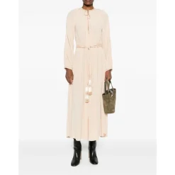 Forte Forte Kjoler*Kjole med Snørelukning og Kvastdetalje Beige