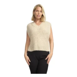 2-Biz Striktrøjer & Sweatere*Strikvest med V-hals Beige