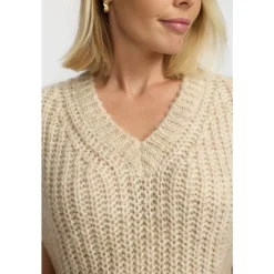 2-Biz Striktrøjer & Sweatere*Strikvest med V-hals Beige