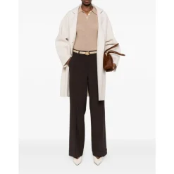 Harris Wharf London Frakker*Uldknapfrakke Høj Hals Beige