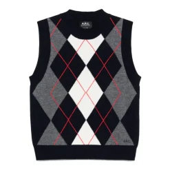 A.P.C. Striktrøjer & Sweatere*Blå Broderet Logo Crew Neck Sweater Multifarvet