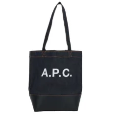 A.P.C. Indkøbstasker*denim tote taske med læderbund Blå
