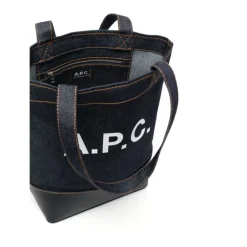 A.P.C. Indkøbstasker*denim tote taske med læderbund Blå