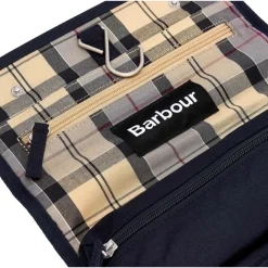 Barbour Clutch*Hængende Toilettaske med Tjekdetalje Blå