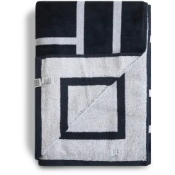 TotêMe Tørklæder*Jacquard Monogram Bomuldshåndklæde Blå