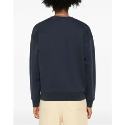 Maison Kitsuné Sweatshirts*Ræv Detalje Crew Neck Sweater Blå