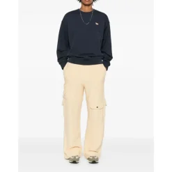 Maison Kitsuné Sweatshirts*Ræv Detalje Crew Neck Sweater Blå