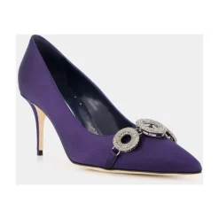 Manolo Blahnik Pumps*Satin Elegante Hæle med Krystal Broche Blå