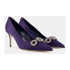 Manolo Blahnik Pumps*Satin Elegante Hæle med Krystal Broche Blå