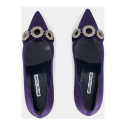 Manolo Blahnik Pumps*Satin Elegante Hæle med Krystal Broche Blå