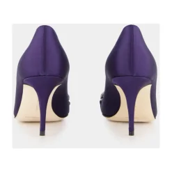 Manolo Blahnik Pumps*Satin Elegante Hæle med Krystal Broche Blå