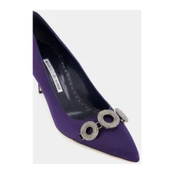 Manolo Blahnik Pumps*Satin Elegante Hæle med Krystal Broche Blå