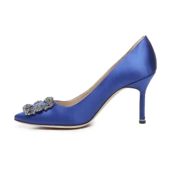 Manolo Blahnik Pumps|Stiletter*Satin Krystal Spænde Hæl Pumps Blå
