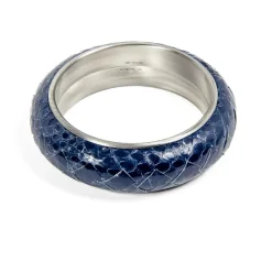 Bottega Veneta Smykker*t Sølv Slange Læderarmbånd Blå