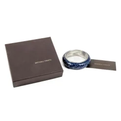 Bottega Veneta Smykker*t Sølv Slange Læderarmbånd Blå