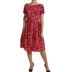 Dolce & Gabbana Kjoler*Bomuldsforet Midi Kjole Multifarvet