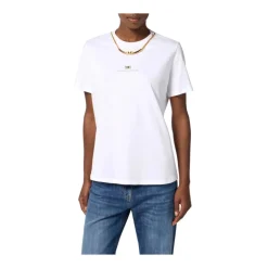Elisabetta Franchi T-Shirts*Bomuldsjersey T-shirt med halskæde Hvid