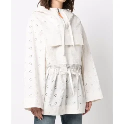 Moncler Jakker*Broderie Anglaise Cape Jakke Hvid
