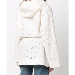 Moncler Jakker*Broderie Anglaise Cape Jakke Hvid