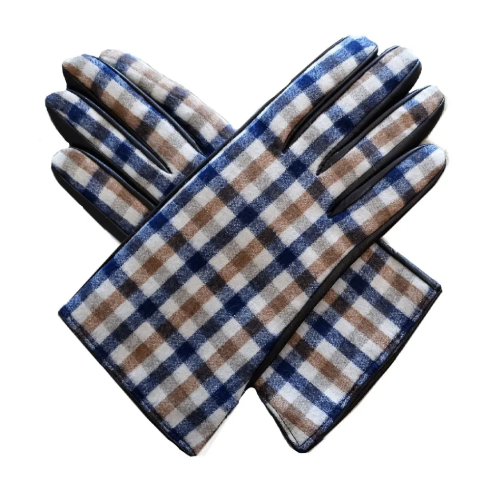 Aquascutum Handsker*Brun Club Check Uld Læder Handsker Multifarvet
