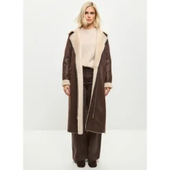 Cesare Gaspari Frakker*Faux Reversible Shearling Lang Frakke Brun