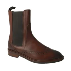 Pertini Chelsea Boots*Læder Ankelstøvle med Brogue Detaljer Brun
