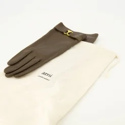 Ami Paris Handsker*Læderhandsker Unisex Model Brun