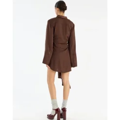 ROTATE Birger Christensen Kjoler*Skjortekjole med klassisk krave Brun